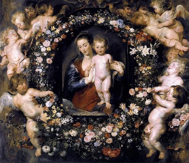 Peter Paul Rubens Madonna in Floral Wreath Norge oil painting art